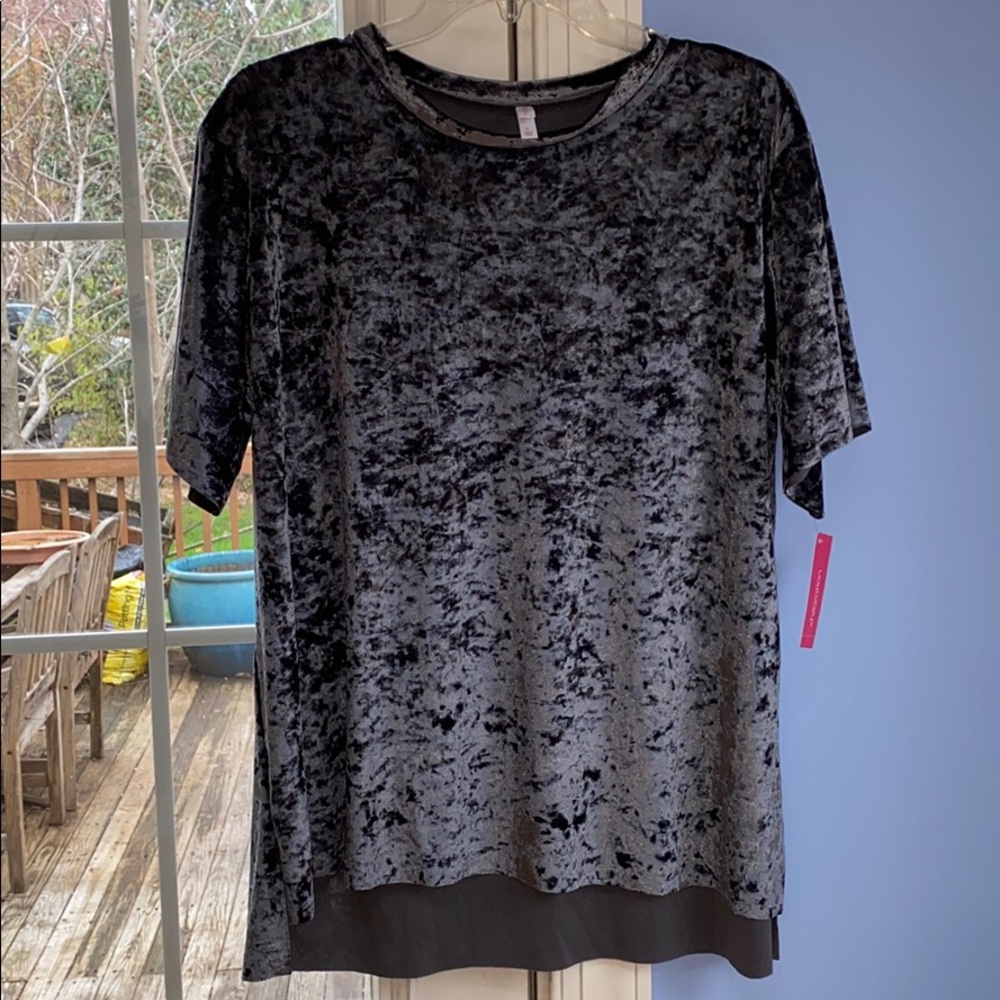 Xhilaration top gray crushed velvet L NWT $12